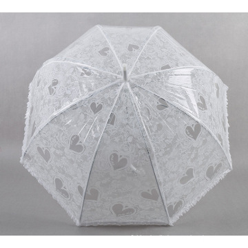 White Lace Umbrella With Heart Design For Ladies